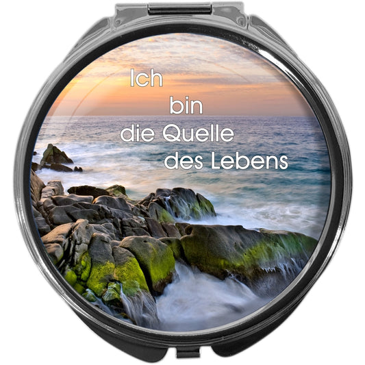 metALUm Pillendose mit Spiegel rund Metall 3 Fächer BRANDUNG #0008