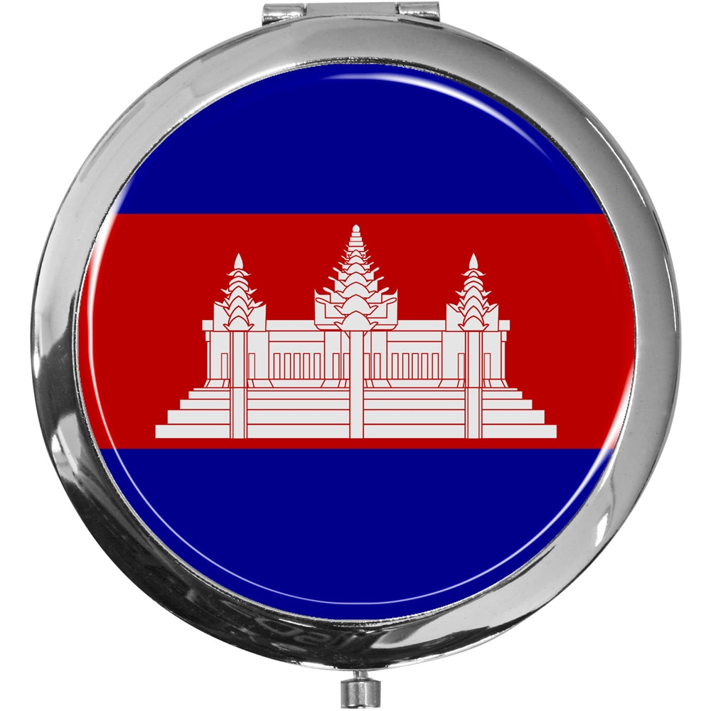metALUm Taschenspiegel FLAGGE KAMBODSCHA mit 2 - facher Vergrößerung #77202B