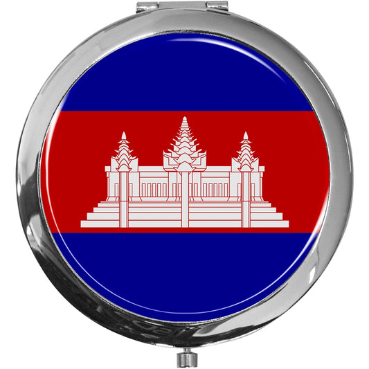 metALUm Taschenspiegel FLAGGE KAMBODSCHA mit 2 - facher Vergrößerung #77202B