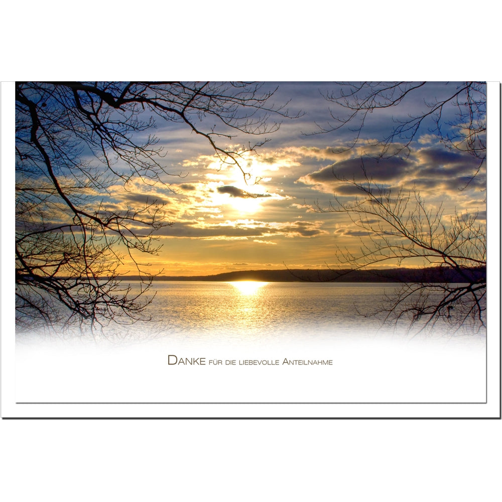 Trauer Danksagungskarten Motiv See im 5er Set mit weißen Umschlägen