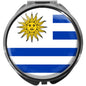 metALUm Pillendose mit Spiegel rund Metall 3 Fächer FLAGGE URUGUAY #0085
