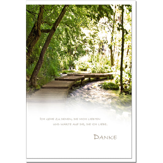 Trauer Danksagungskarten Motiv Steg 5er Set mit weißen Umschlägen