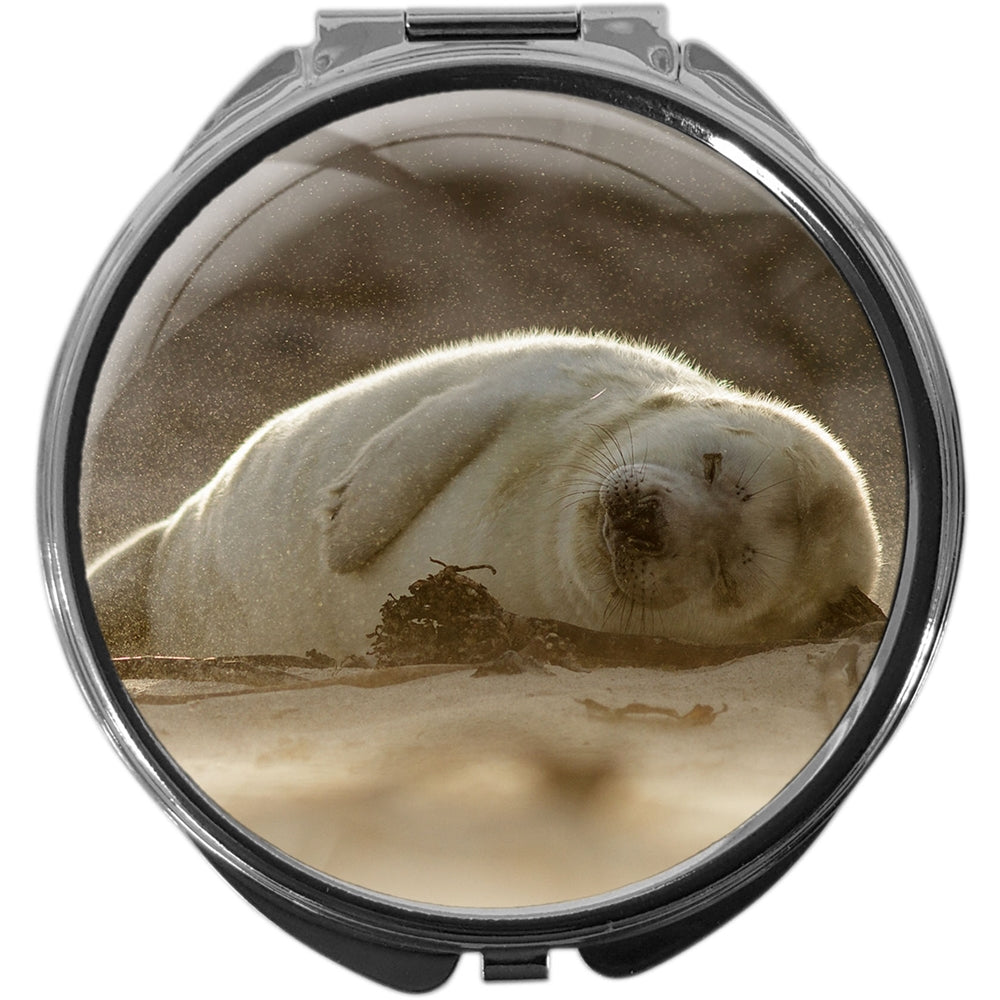 metALUm Pillendose mit Spiegel rund Metall 3 Fächer ROBBE #1167