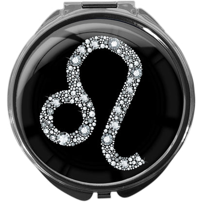 metALUm Pillendose mit Spiegel rund Metall 3 Fächer STERNZEICHEN LÖWE #1071