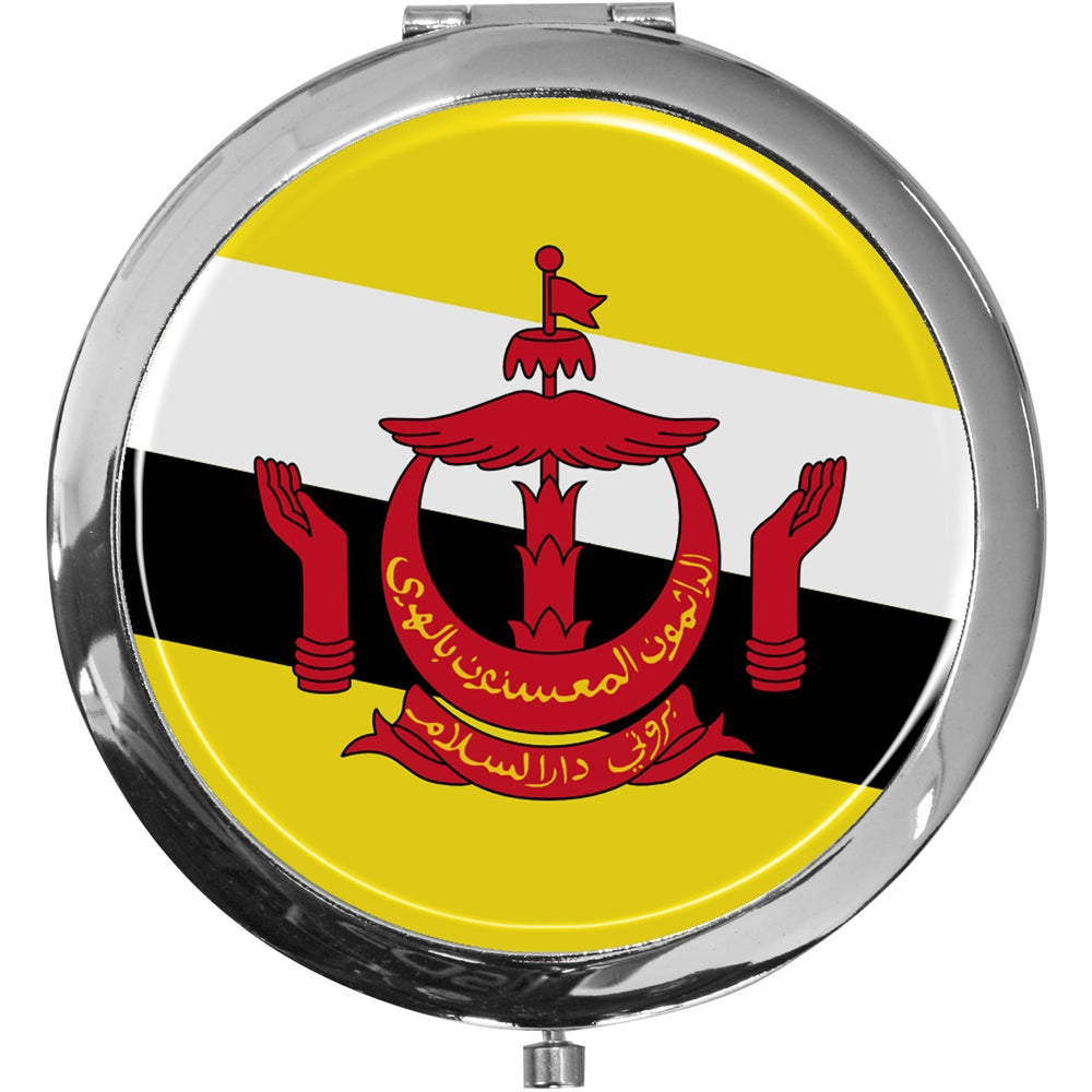 metALUm Taschenspiegel FLAGGE BRUNEI DARUSSALEM mit 2 - facher Vergrößerung #77214B
