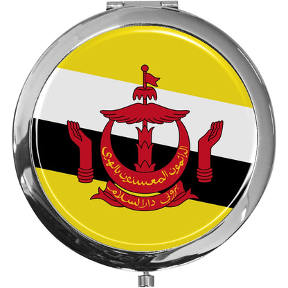 metALUm Taschenspiegel FLAGGE BRUNEI DARUSSALEM mit 2 - facher Vergrößerung #77214B