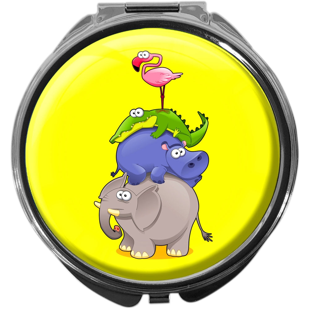 metALUm Pillendose mit Spiegel rund Metall 3 Fächer BREMER STADTMUSIKANTEN #1029