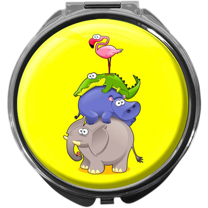 metALUm Pillendose mit Spiegel rund Metall 3 Fächer BREMER STADTMUSIKANTEN #1029