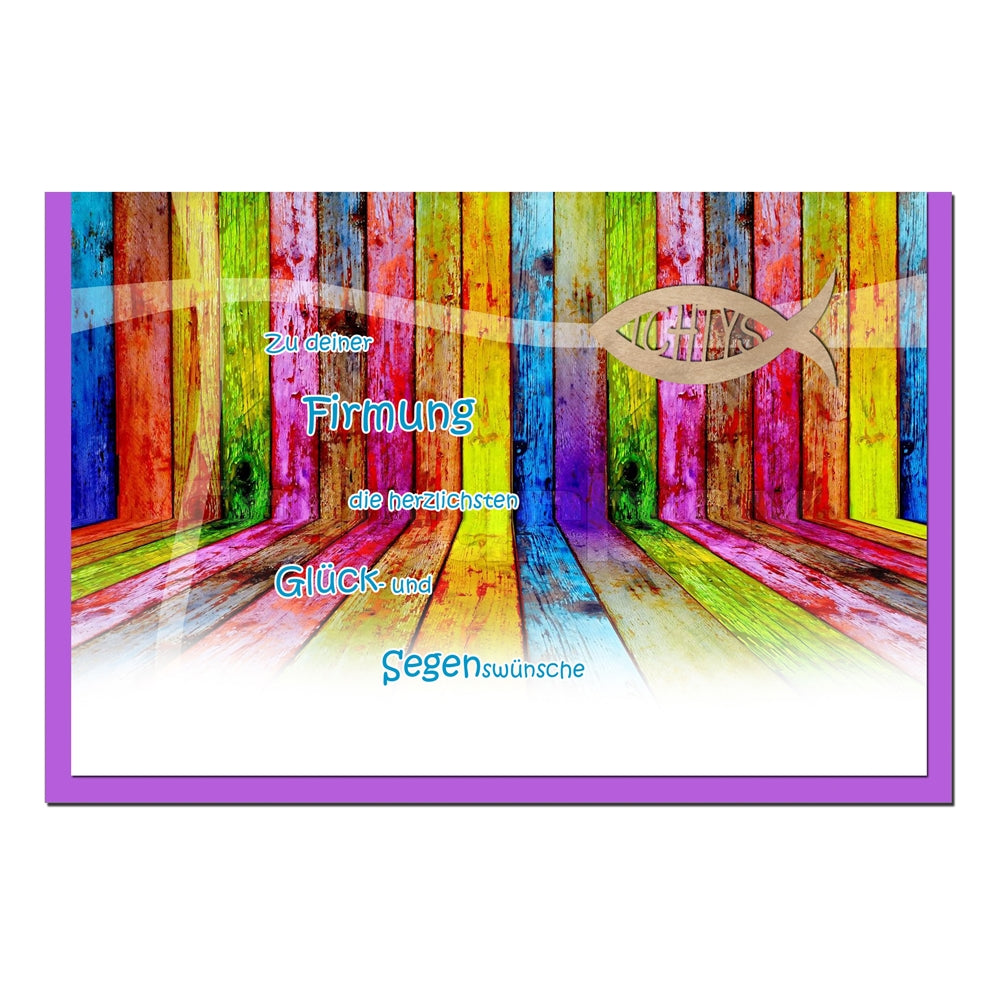 metALUm Karte zur Firmung BUNTES HOLZ - 1212062F