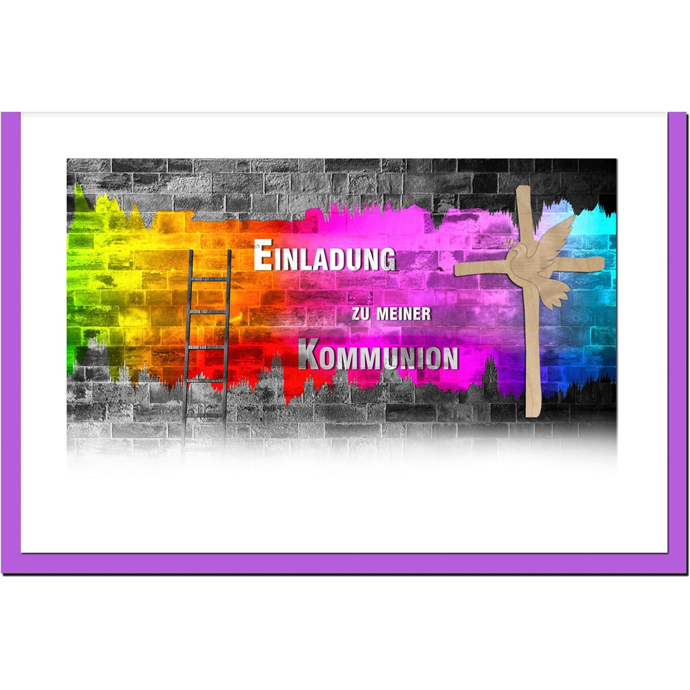 metALUm Einladungskarten KOMMUNION - Graffiti - 10 Karten - 1601013