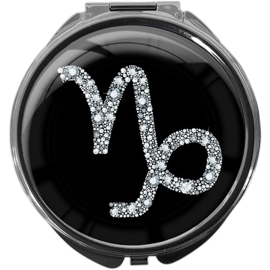 metALUm Pillendose mit Spiegel rund Metall 3 Fächer STERNZEICHEN STEINBOCK #1068