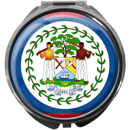 metALUm Pillendose mit Spiegel rund Metall 3 Fächer FLAGGE BELIZE #0093