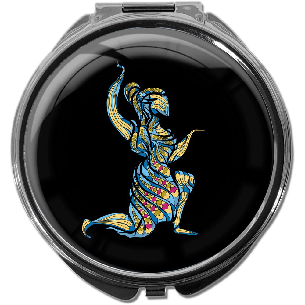 metALUm Pillendose mit Spiegel rund Metall 3 Fächer STERNZEICHEN JUNGFRAU #1210