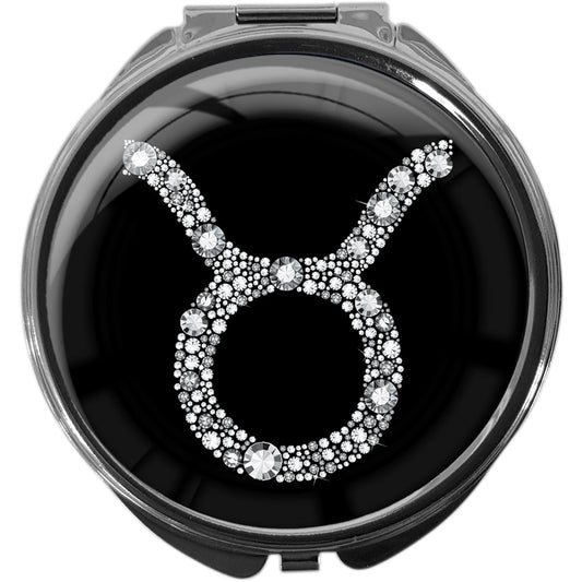 metALUm Pillendose mit Spiegel rund Metall 3 Fächer STERNZEICHEN STIER #1067