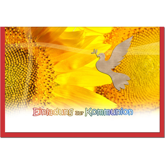 metALUm Einladungskarten KOMMUNION - Sonnenblume - 10 Karten - 1601004