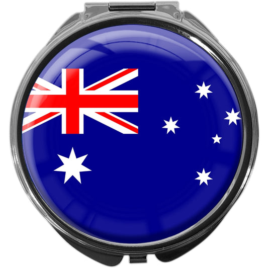metALUm Pillendose mit Spiegel rund Metall 3 Fächer FLAGGE AUSTRALIEN #0008