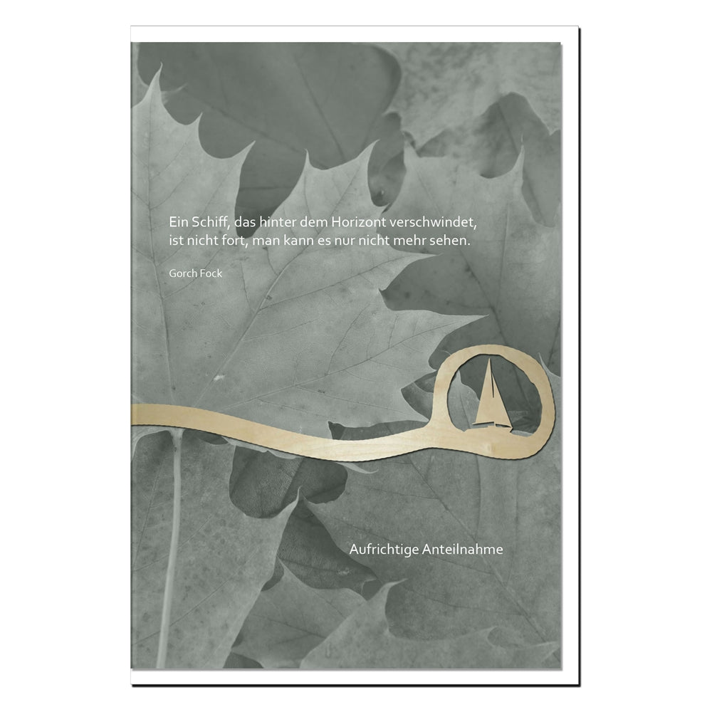 Trauerkarte VORAUSGEGANGEN - Segelboot - metALUm #00571