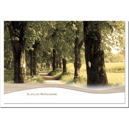 Trauerkarte ABSCHIED -Waldweg - metALUm #01522