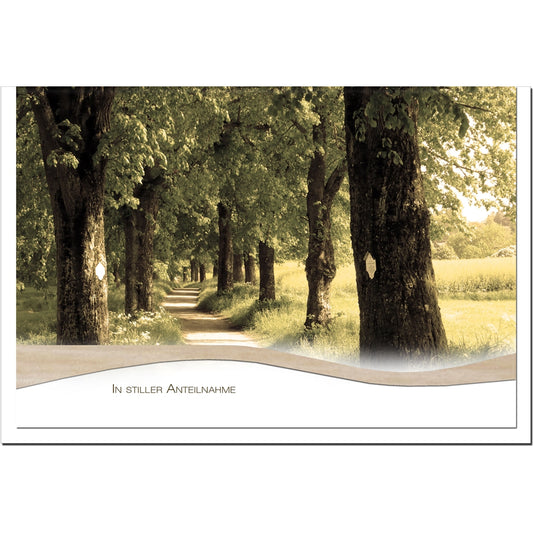 Trauerkarte ABSCHIED -Waldweg - metALUm #01522