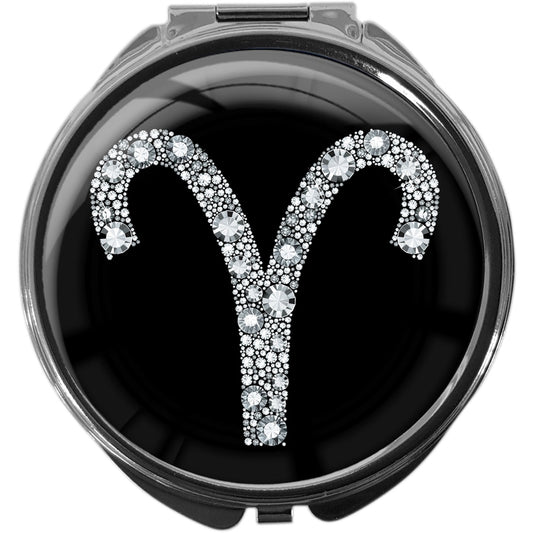 metALUm Pillendose mit Spiegel rund Metall 3 Fächer STERNZEICHEN WIDDER #1072