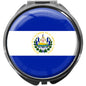 metALUm Pillendose mit Spiegel rund Metall 3 Fächer FLAGGE EL SALVADOR #0091