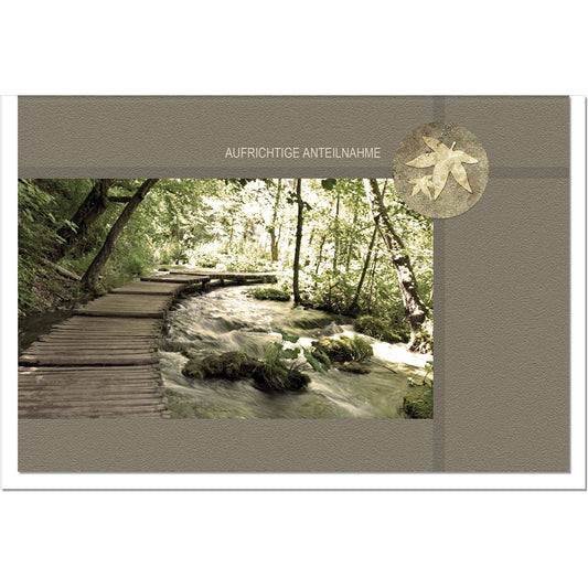 Trauerkarte Beileidskarte Kondolenzkarte Anteilnahme Dein Weg Brücke Wassefall