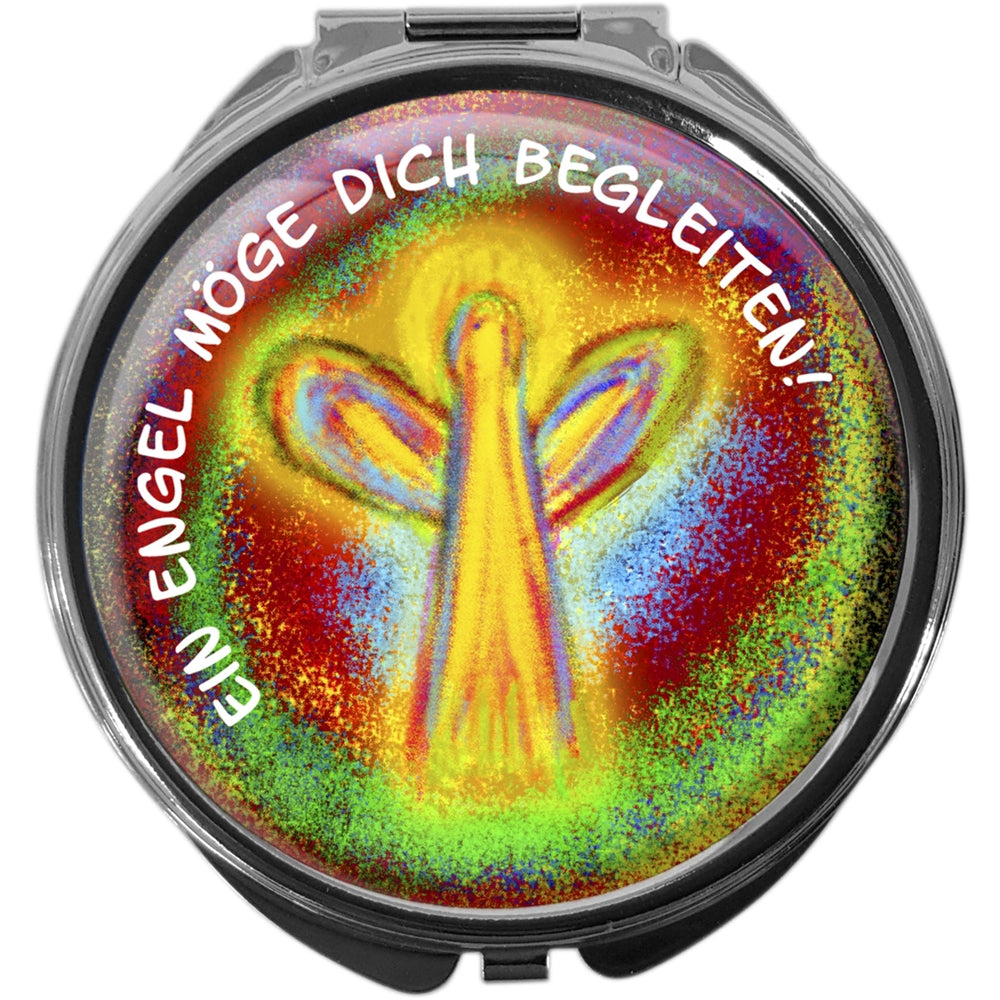 metALUm Pillendose mit Spiegel rund Metall 3 Fächer ENGEL #0010