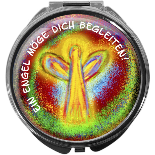 metALUm Pillendose mit Spiegel rund Metall 3 Fächer ENGEL #0010