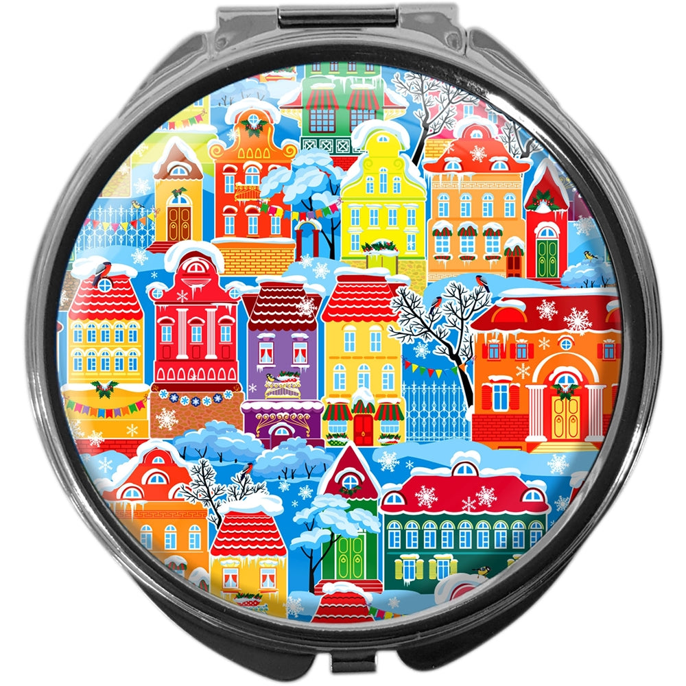 metALUm Pillendose mit Spiegel rund Metall 3 Fächer WEIHNACHTEN #4005