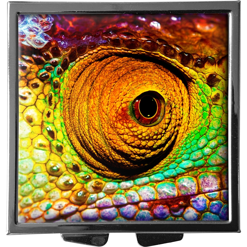 metALUm XXL Pillendose quadratisch 4 Fächer Chamäleon #0021