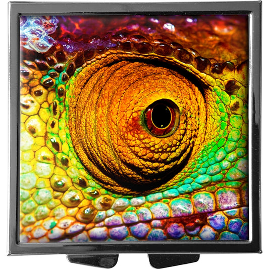 metALUm XXL Pillendose quadratisch 4 Fächer Chamäleon #0021