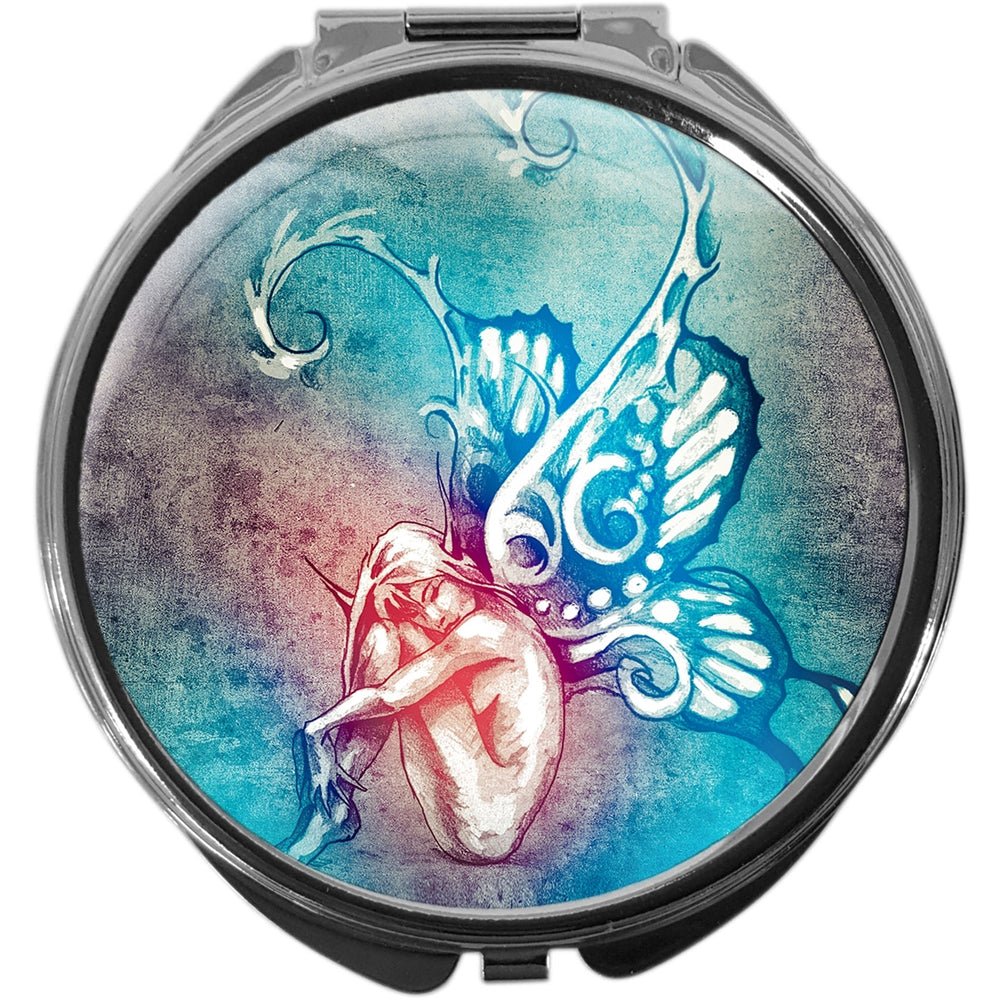 metALUm Pillendose mit Spiegel rund Metall 3 Fächer ELFE #1199