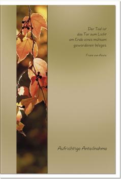 Trauerkarte TOR ZUM LICHT - Herbstlaub - metALUm #00004